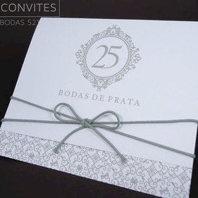 Convite de Casamento (A4 Bodas - 13) Arabesco Bodas de Prata 25 anos de Casados