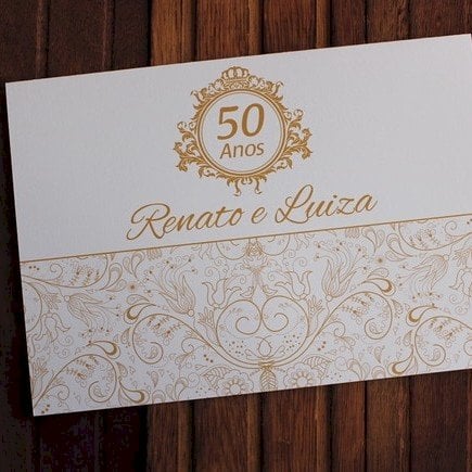 Convite de Casamento (A4 Bodas - 09) Bodas de Ouro 50 anos Dourado
