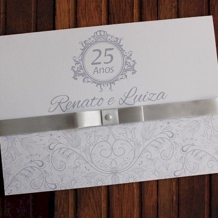 Convite de Casamento (A4 Bodas - 06) Arabesco Bodas de Prata