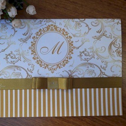 Convite de Casamento (A4 Bodas - 05) Arabesco Bodas de Ouro