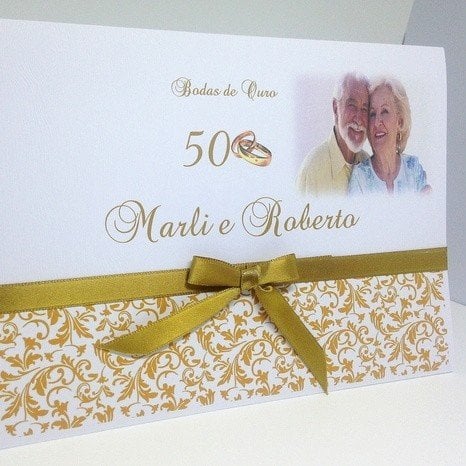 Convite de Casamento (A4 Bodas - 03) Arabesco Bodas de Ouro