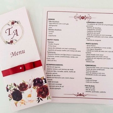 Menu Cardápio (Menu - 01) Floral Marsala