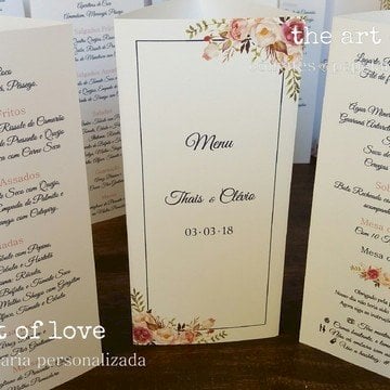 Menu Cardápio (Menu - 02) Floral Rose Rosa