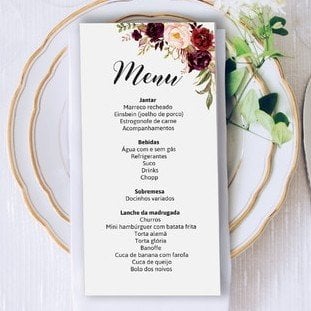 Menu Cardápio (Menu - 03) Floral Marsala