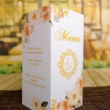 Menu Cardápio (Menu - 04) Floral Amarelo Laranja