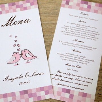 Menu Cardápio (Menu - 05) Arabesco Rosa Rose