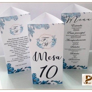Menu Cardápio (Menu - 11) Triangular Floral 