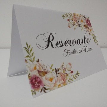 Placa Reservado (Diversos - 03) Reservado Família do Noivo Noiva