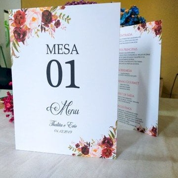 Marcador de Mesa (Diversos - 05) Floral Marsala