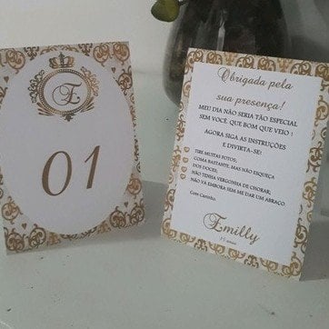 Marcador de Mesa (Diversos - 07) Dourado