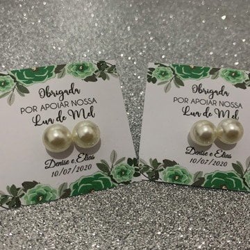 Par de Brincos + Tag (Diversos - 28) Tag Par de brinco Floral Verde