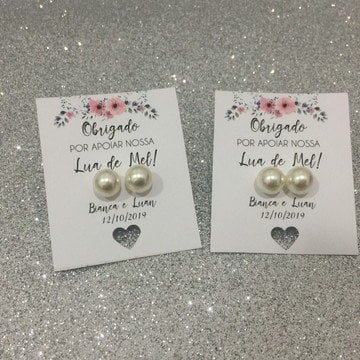 Par de Brincos + Tag (Diversos - 30) Tag Par de brinco Floral Rose Rosa