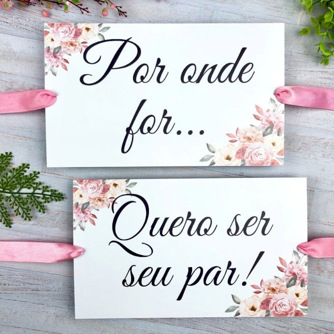 Par de Placas para Cadeiras dos noivos (Diversos - 39) Floral Rose