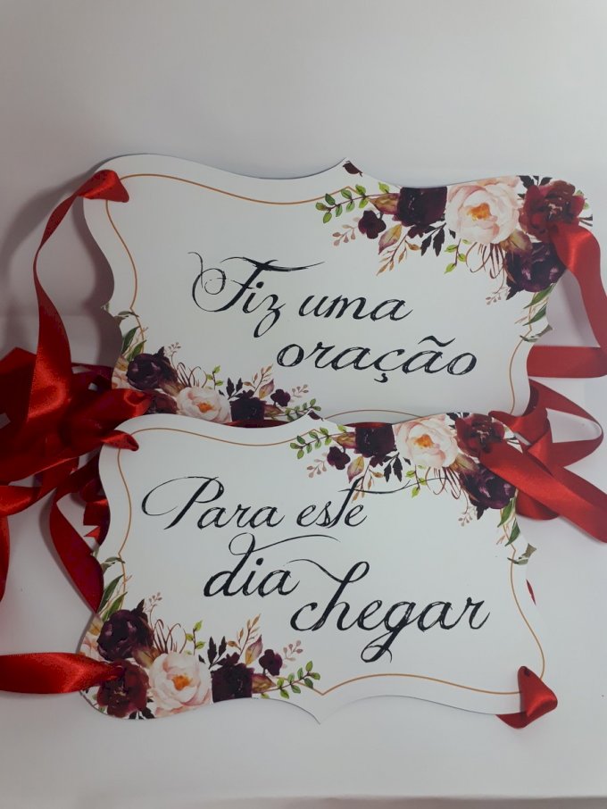 Par de Placas para Cadeiras dos noivos (Diversos - 42) Floral Marsala