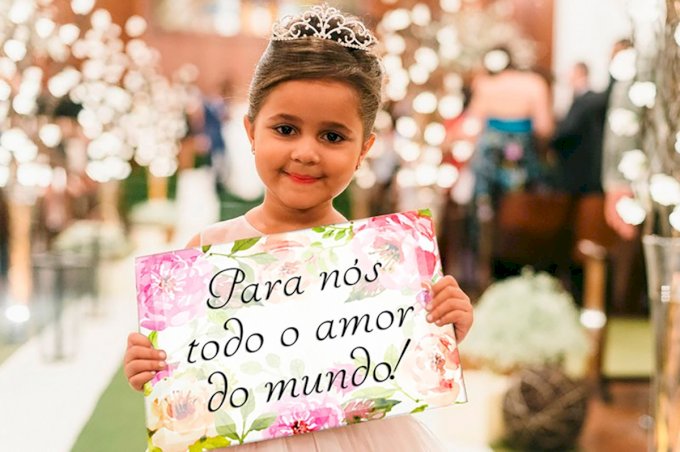 Plaquinhas Para Entrada de Daminha e Pajen (Diversos - 51) Floral Para Nós todo o Amor