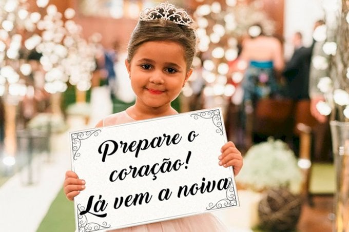 Plaquinhas Para Entrada de Daminha e Pajen (Diversos - 52) Floral Prepare o Coração