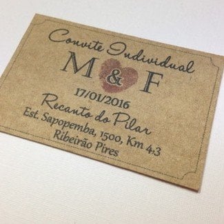 Convite Individual (Individual - 08) Convite Individual Rústico Kraft