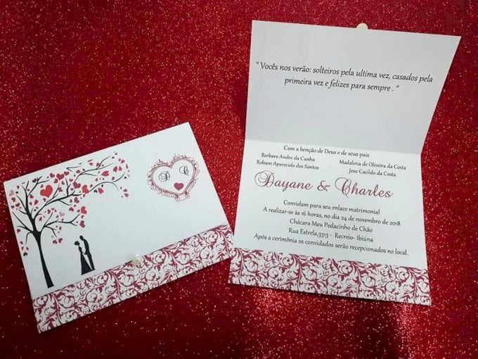 Convite de Casamento (Mini - 23) Arabesco Floral