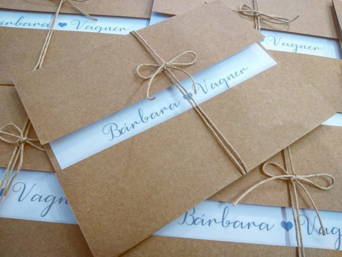 Convite de Casamento (Premium - 15) Kraft Rústico 