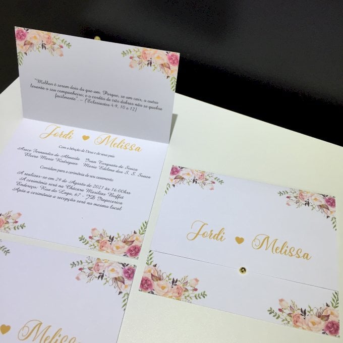 Convite de Casamento (Mini - 27) Arabesco Floral