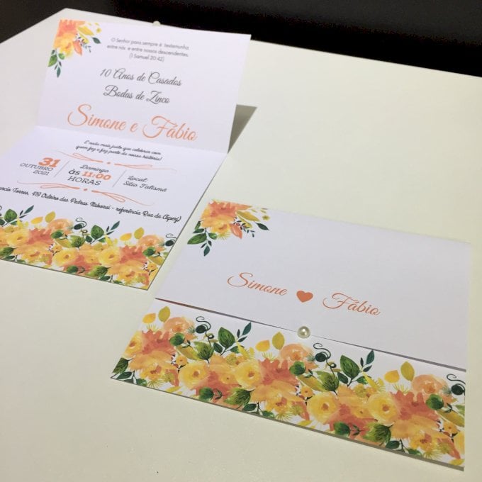 Convite de Casamento (Mini - 28) Arabesco Floral