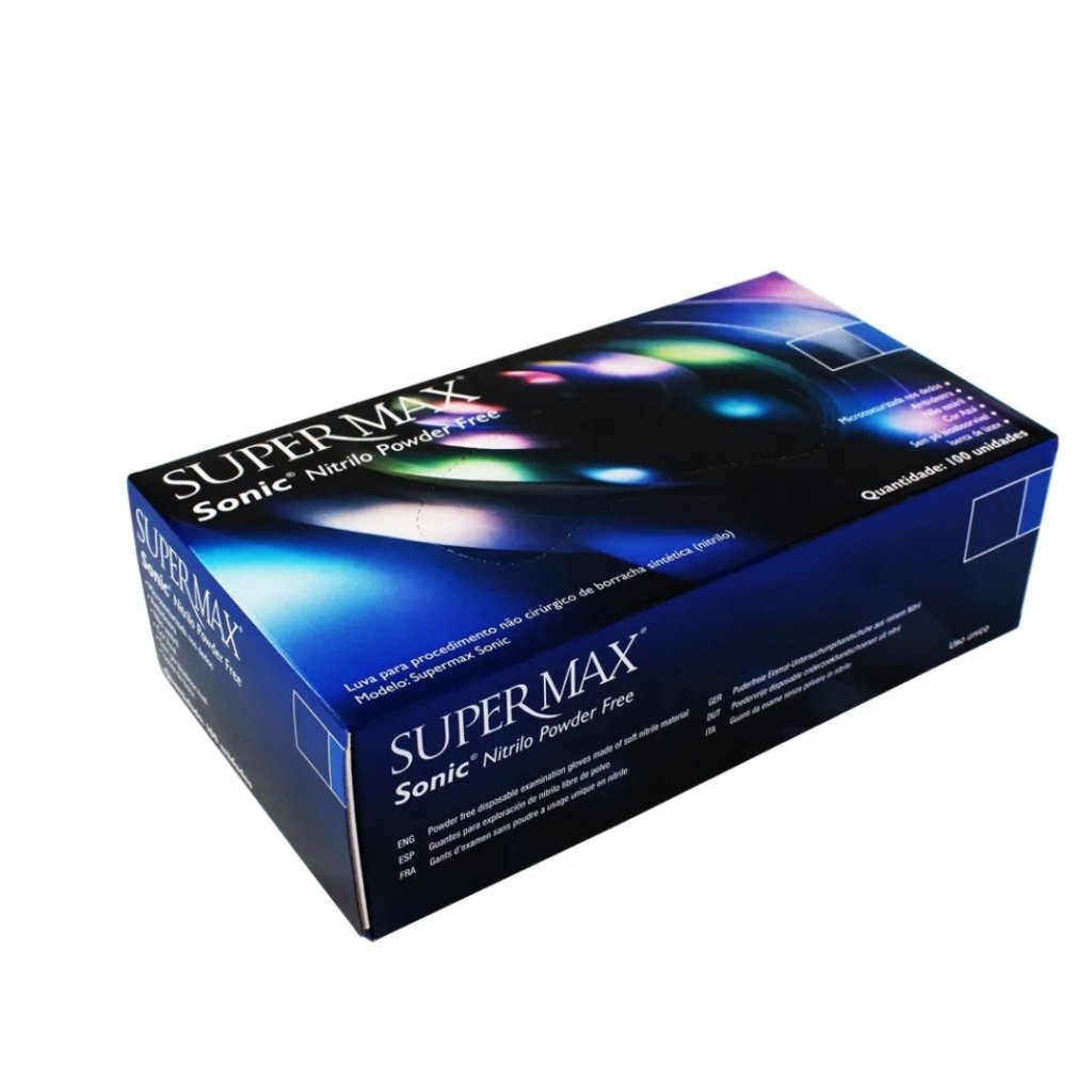 Luva Nitrilica Super Max Sonic - Cx c/ 100 Un
