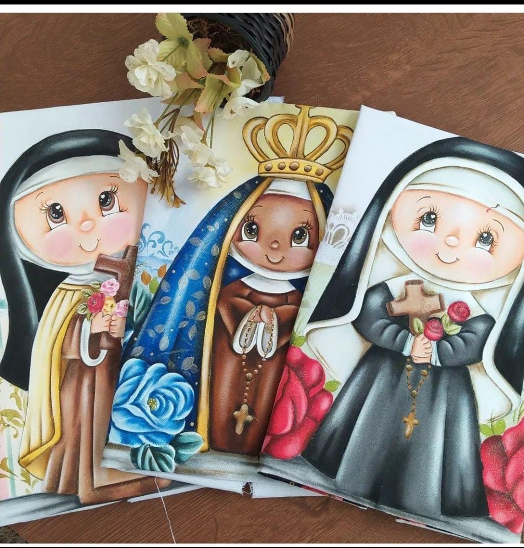 Snta Terezinha, snta Rita de Cassia e nossa senhora Aparecida   projetos para panos de copa