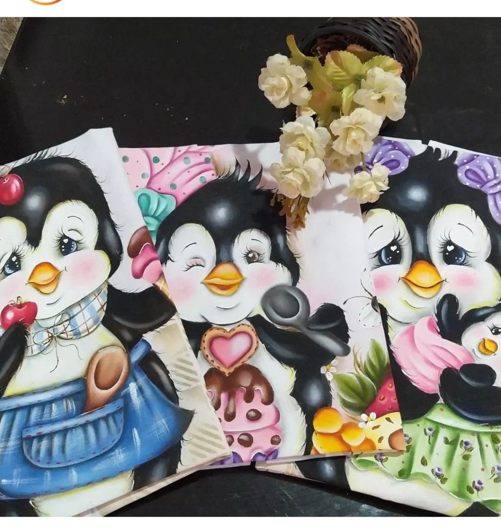 Combo pinguins 2, projetos para panos de copa