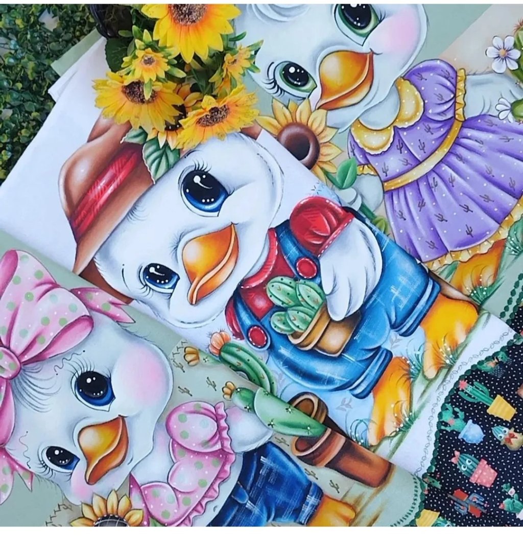 Patinhas com cactos e girassol 