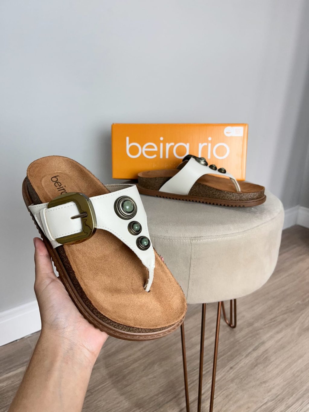  papete Beira Rio pedra fivela 