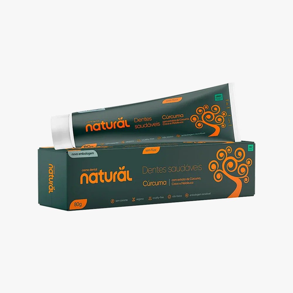Natural -  Creme Dental Natural Cúrcuma, Cravo e Melaleuca 80g - Orgânico