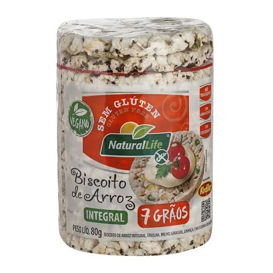 Biscoito de arroz integral 07 grãos s/ glúten 80 gramas 