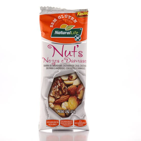 Barra nuts nozes e damasco s/glúten 25 gramas
