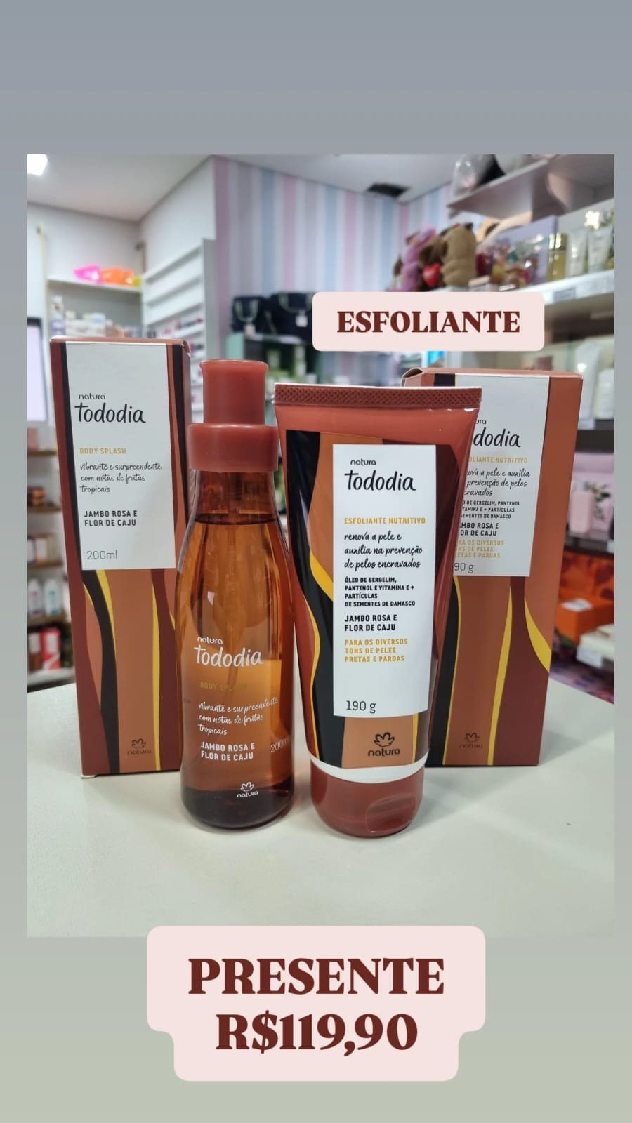 PRESENTE JAMBO ROSA E FLOR DE CAJU