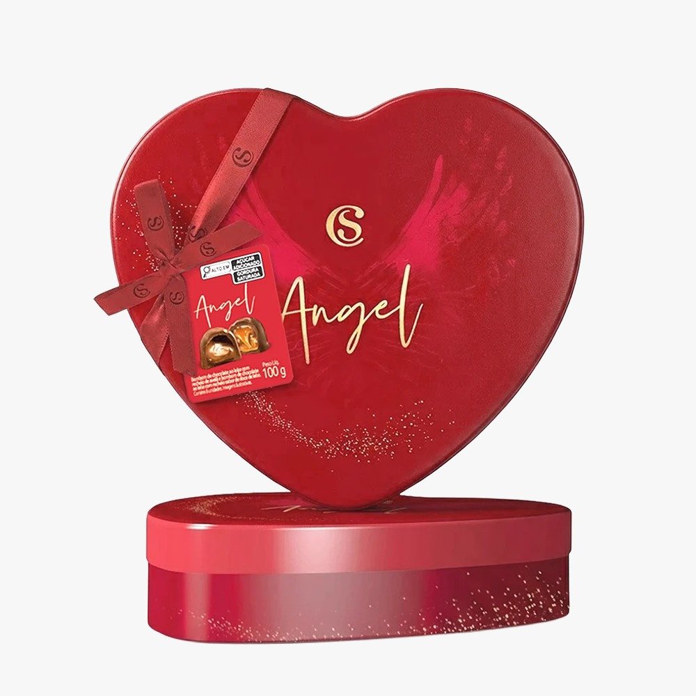Lata de Coração com Bombons de Doce de Leite e Brigadeiro 100g