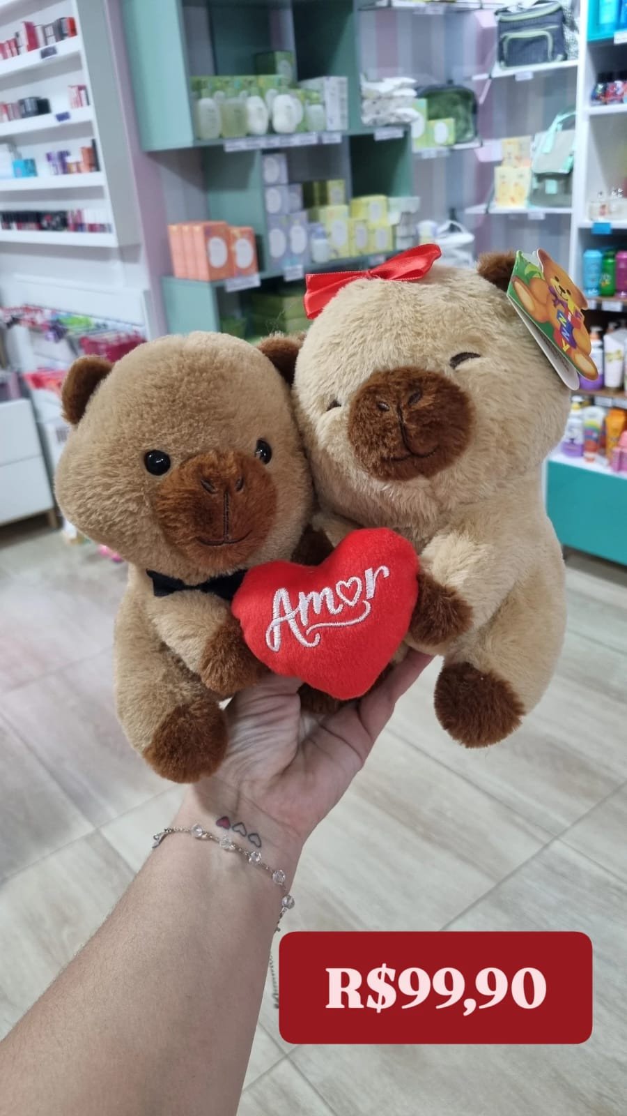PELÚCIA 2 CAPIVARINHAS: CORAÇÃO AMOR