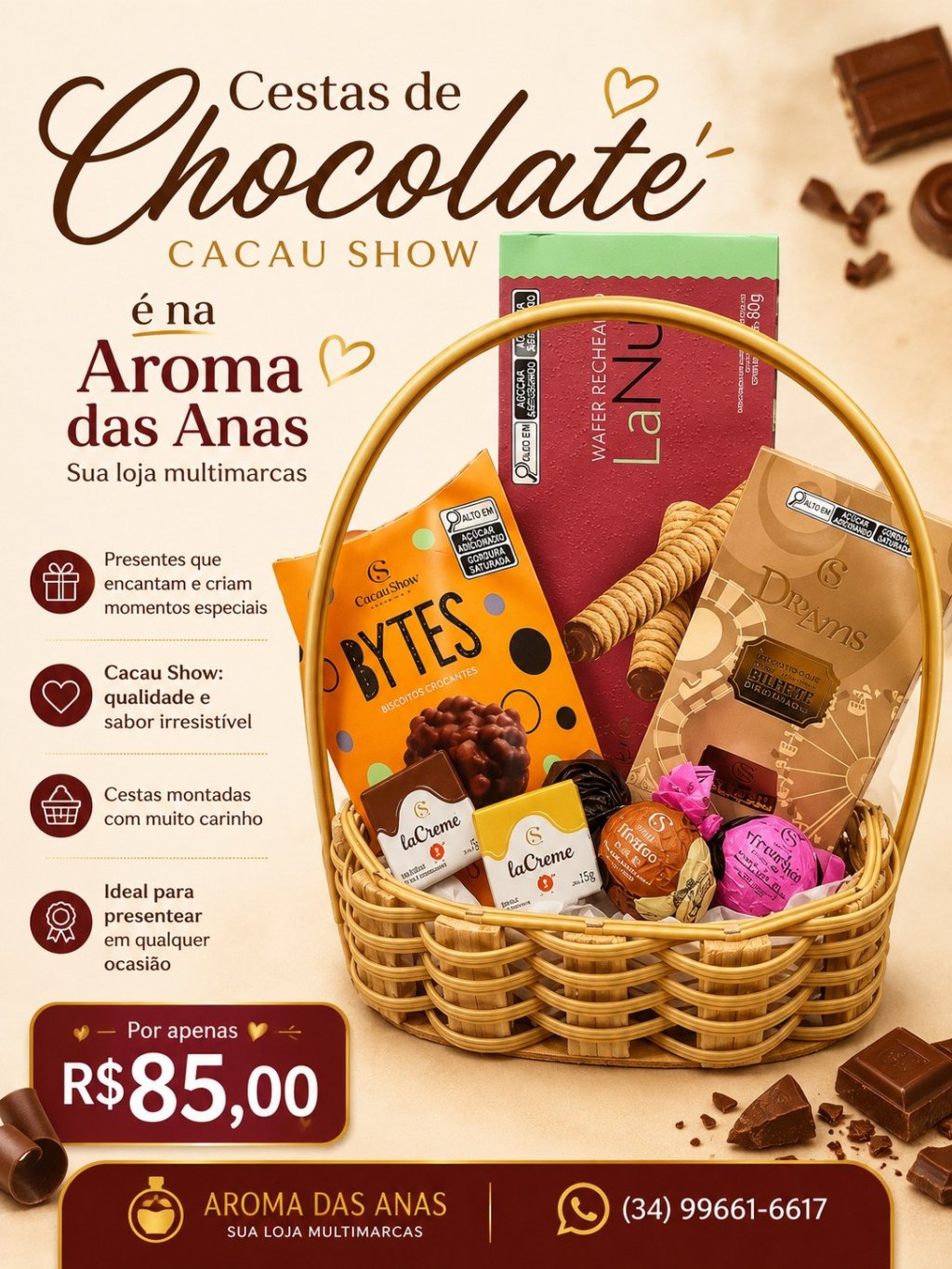 CESTA DE CHOCOLATE CACAU SHOW