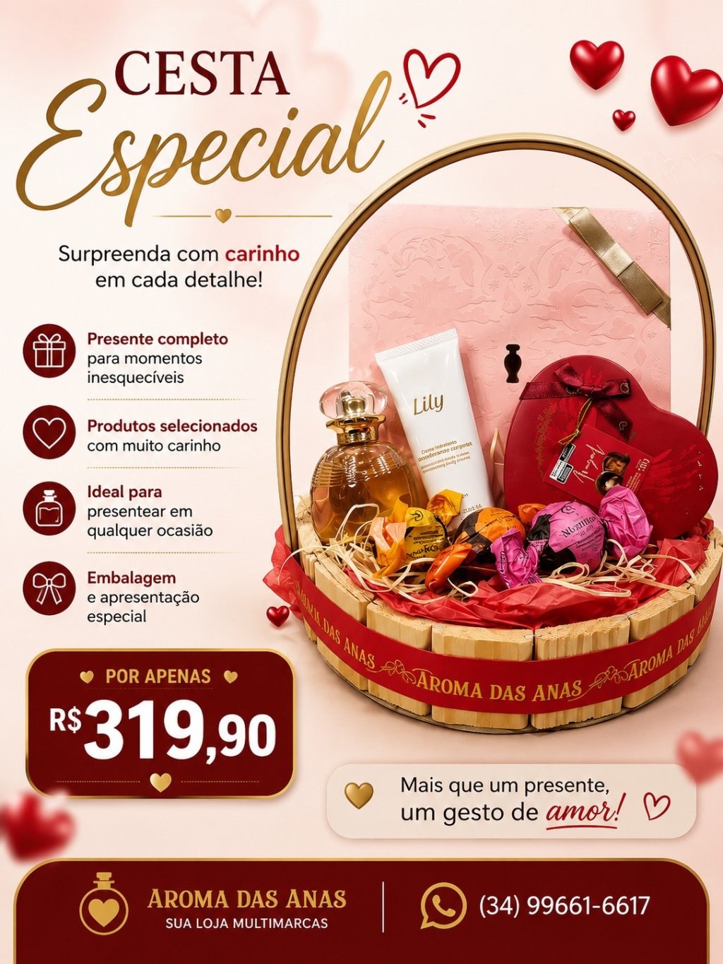 CESTA LILY COM CHOCOLATES