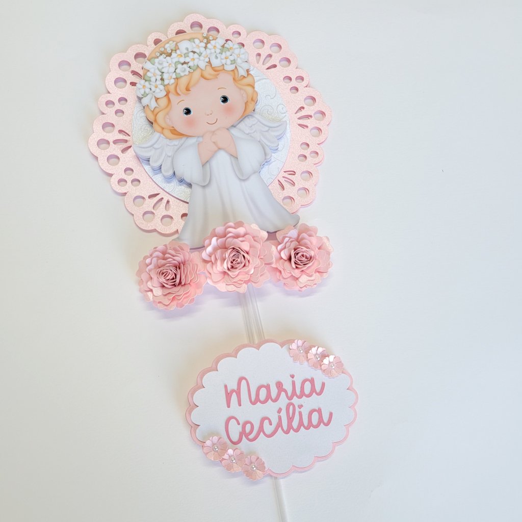 Topo de Bolo - Batizado Menina