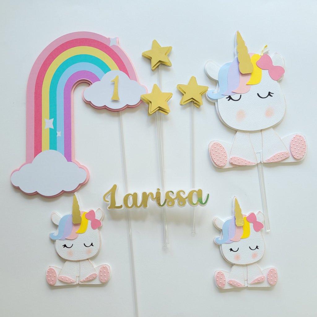 Topo de Bolo Unicórnios