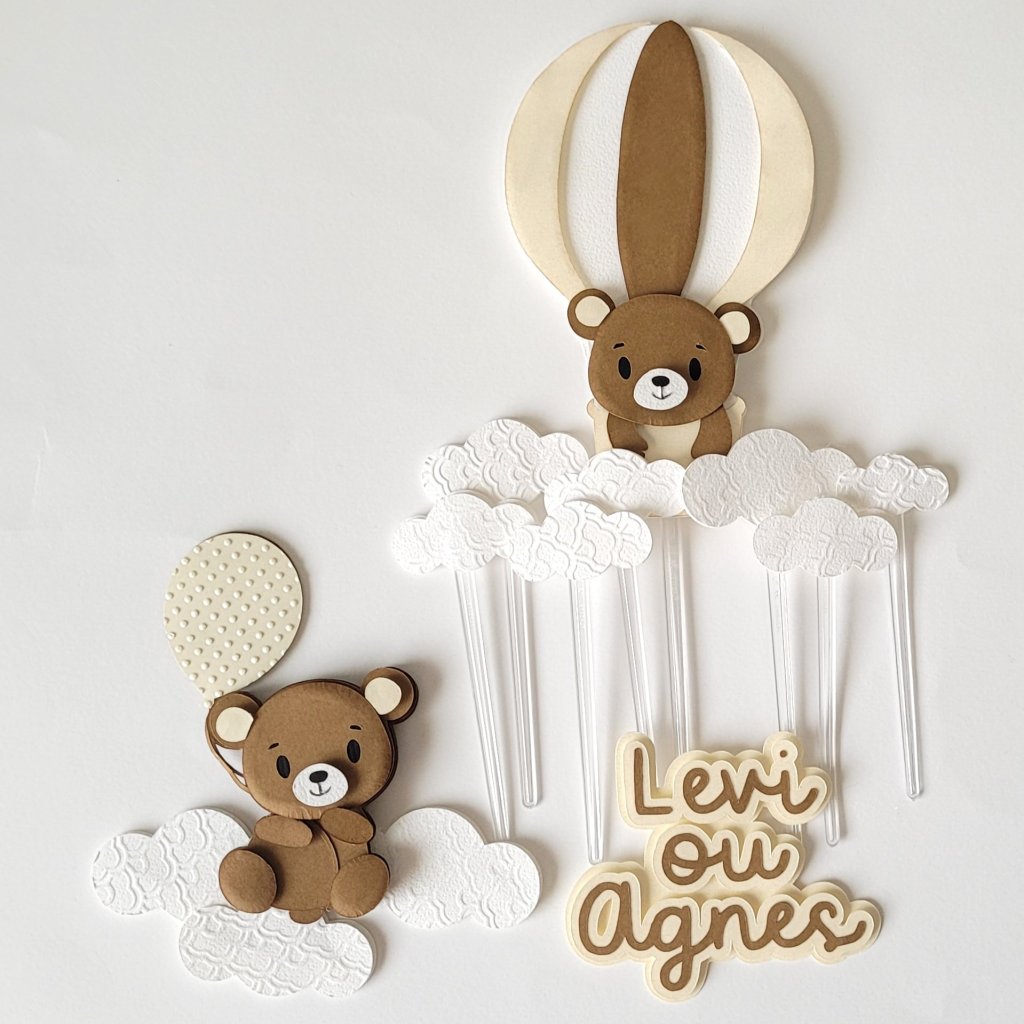 Topo de Bolo Chá Revelação - Ursinhos com Balão