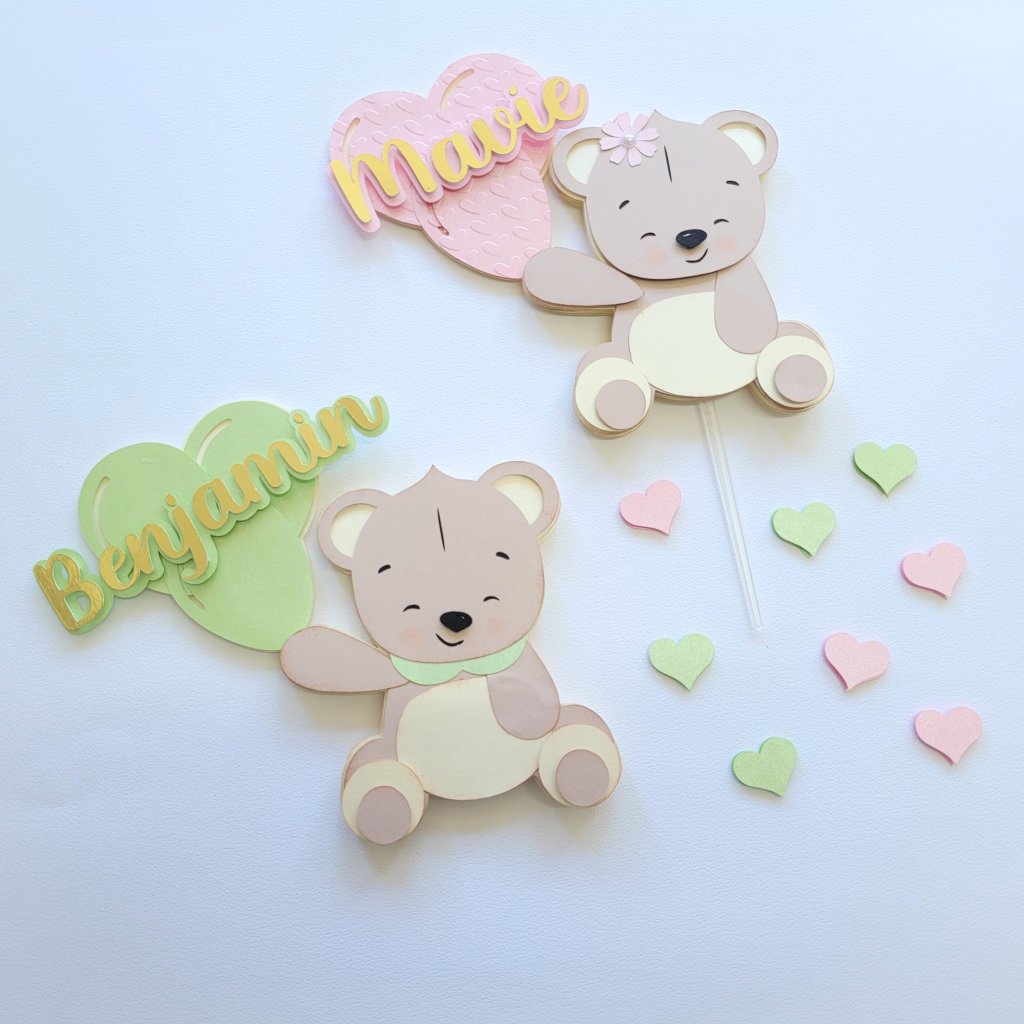 Topo de Bolo Chá Revelação - Ursinhos Scrap