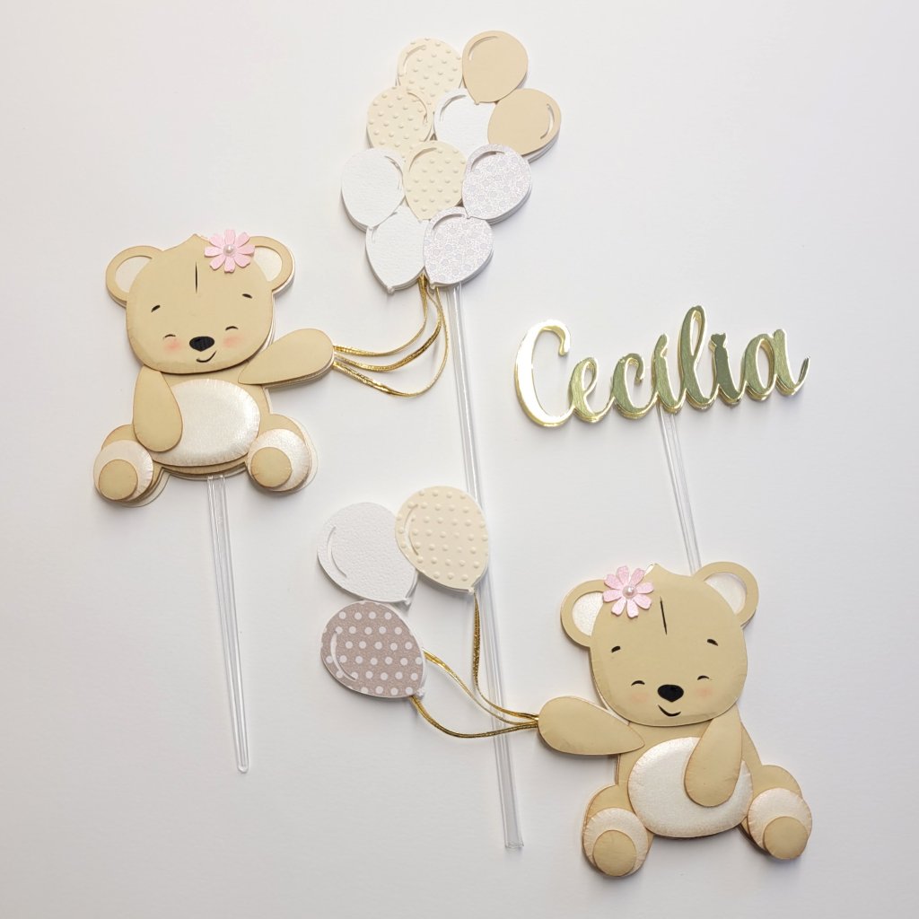 Topo de Bolo  Chá de Bebê - Ursinhas Scrap