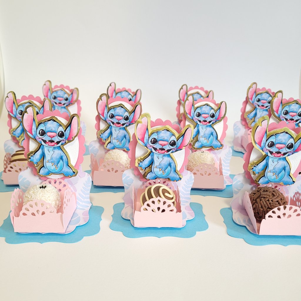 Forminha para Brigadeiro Scrap Luxo - Stitch e Angel Aquarela