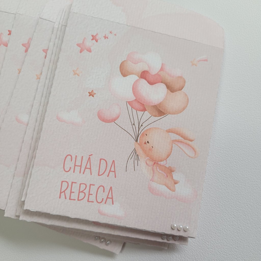 Envelope Aromático - Chá de Bebê Coelhinha com Balões