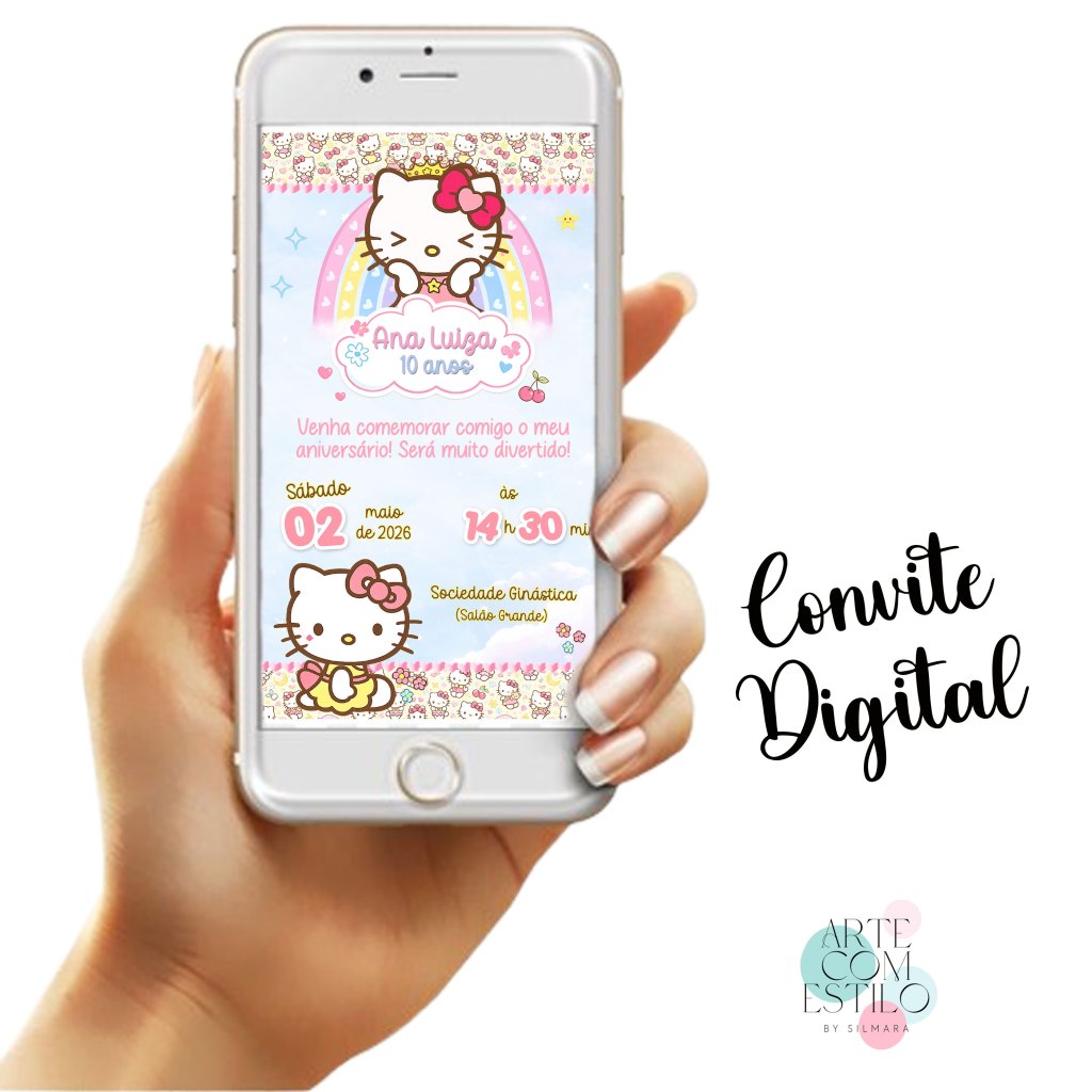 Convite Digital - Hello Kitty