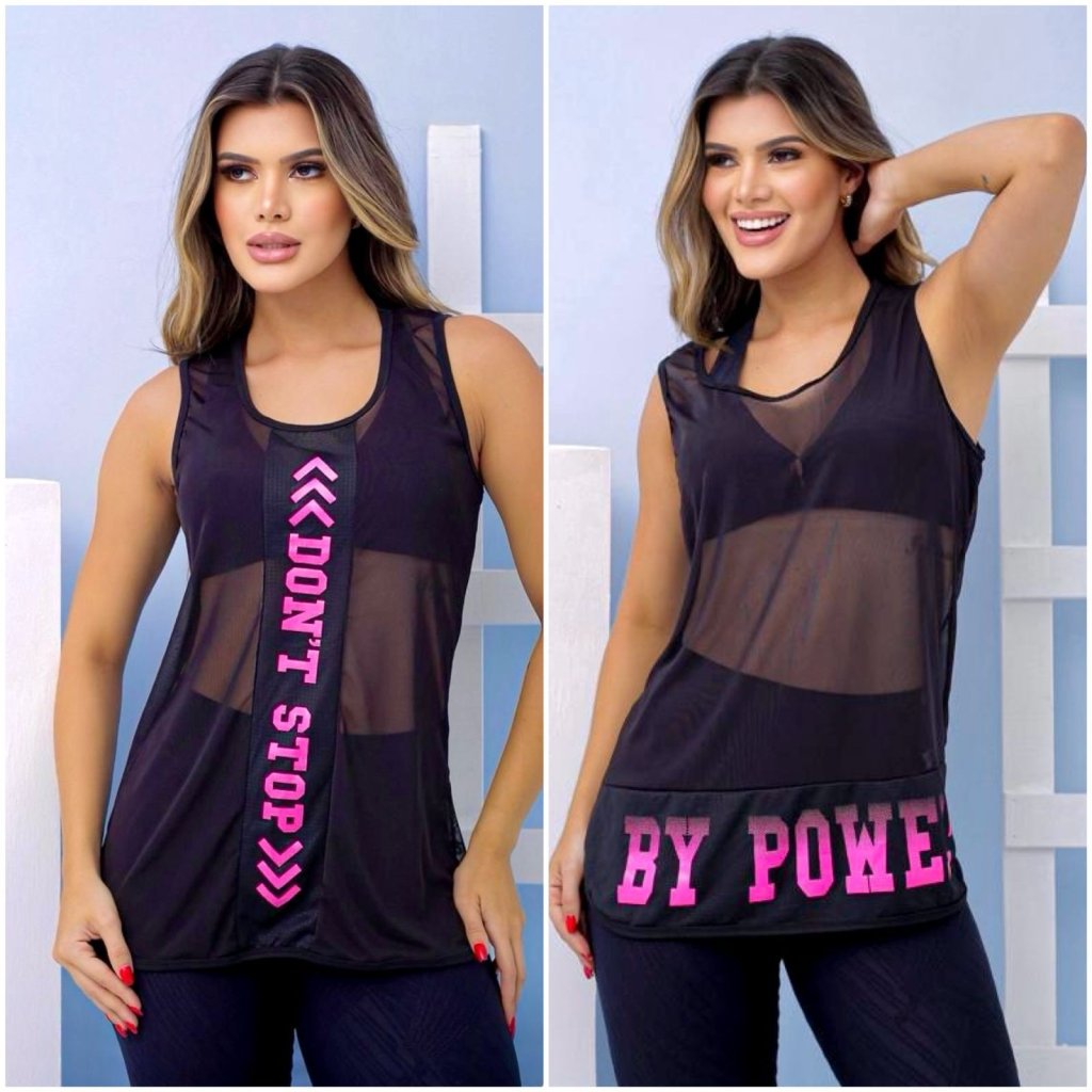 BLUSA FITNESS DE TULE 