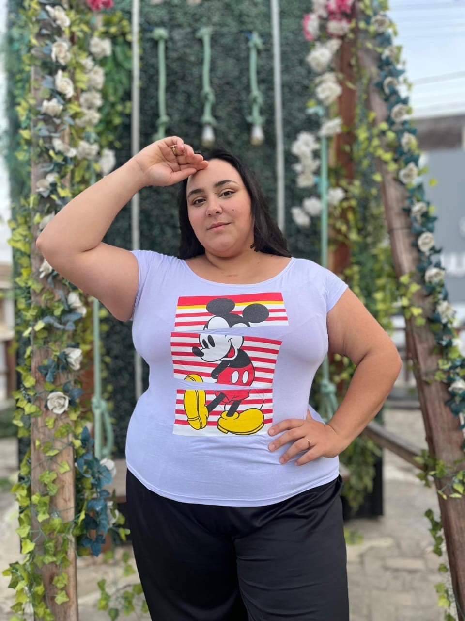 Blusa plus size fio torcido c/aplique