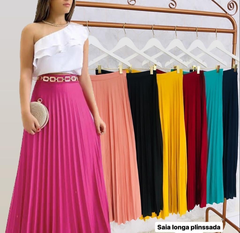 Saia plissada longa