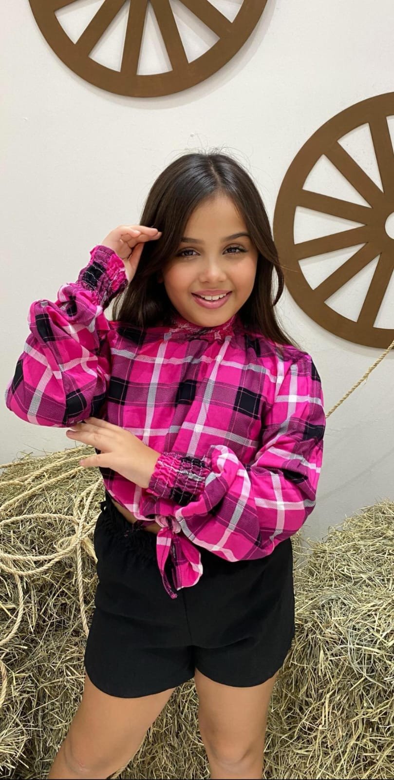 BLUSA INF. AMARRAÇÃO XADREZ - VISCOSE